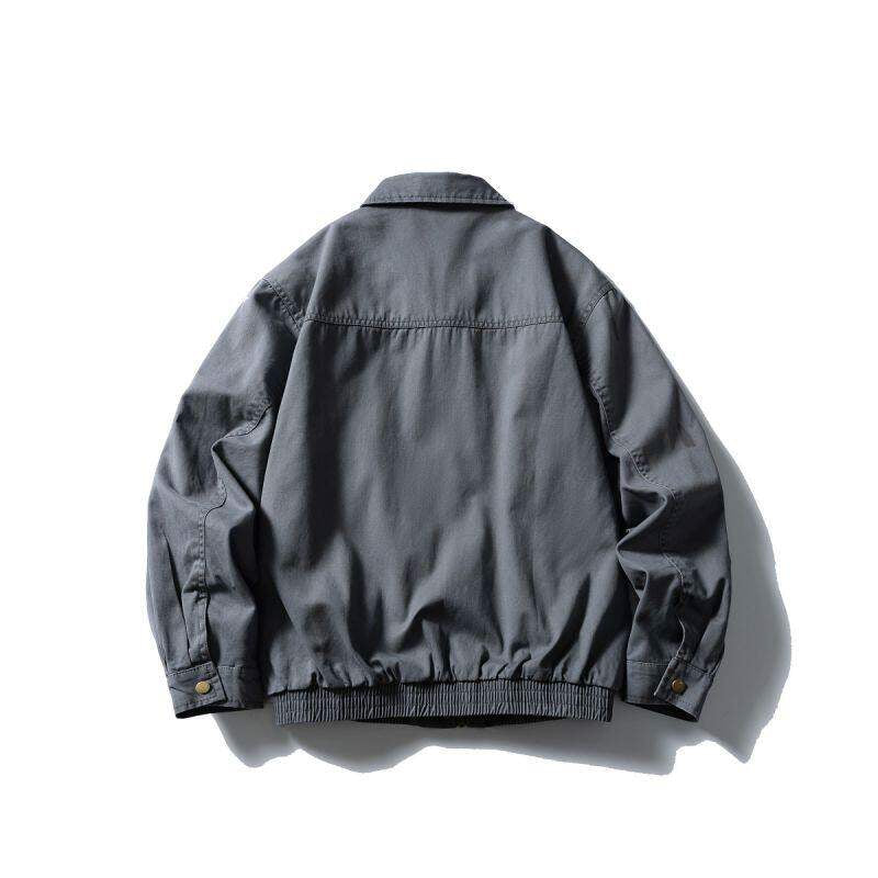 Washed Cotton Lapel Cargo Jacket – Retro Loose Unisex Casual Streetwear