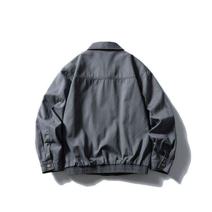 Washed Cotton Lapel Cargo Jacket – Retro Loose Unisex Casual Streetwear