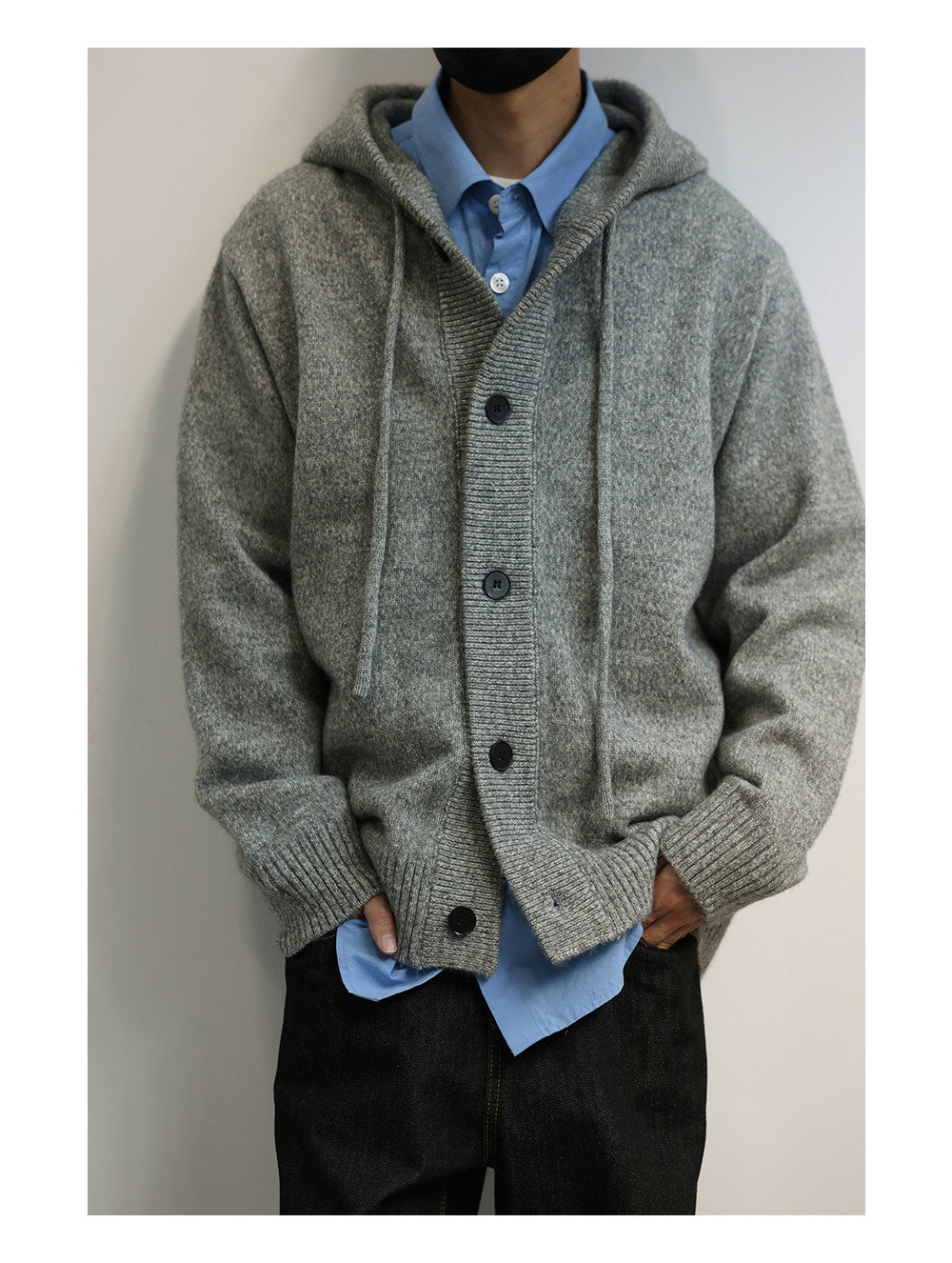 Japanese Hooded Knit Cardigan – Button-Down Lazy Couple – Japanese vintage | yamalin clothes | Yamalinclothes