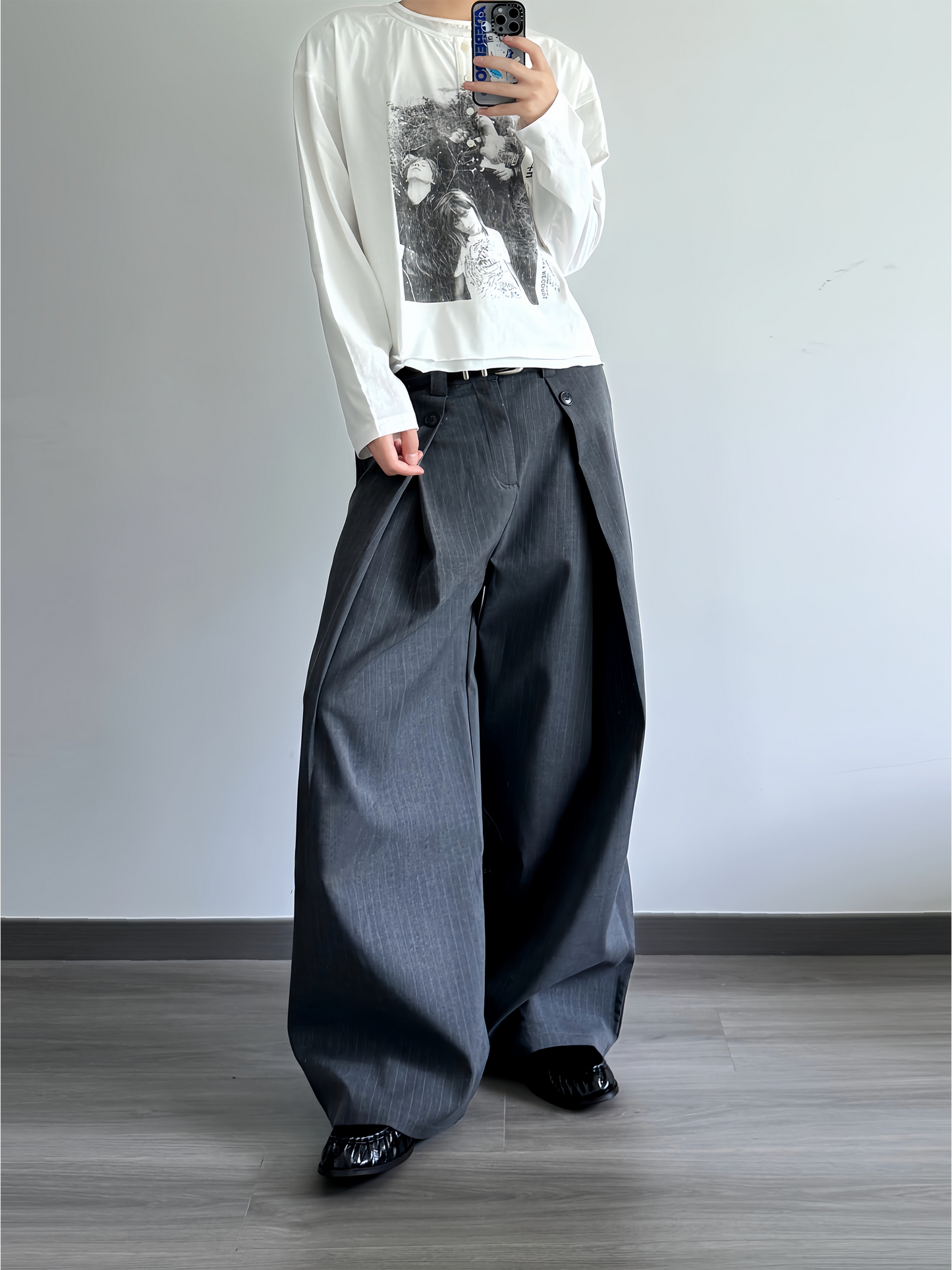 Vintage Rock Band Graphic Double Collar Long Sleeve Tee – Unisex Oversized