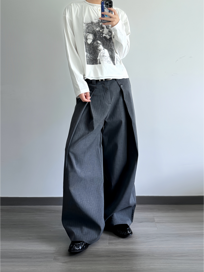 Vintage Rock Band Graphic Double Collar Long Sleeve Tee – Unisex Oversized