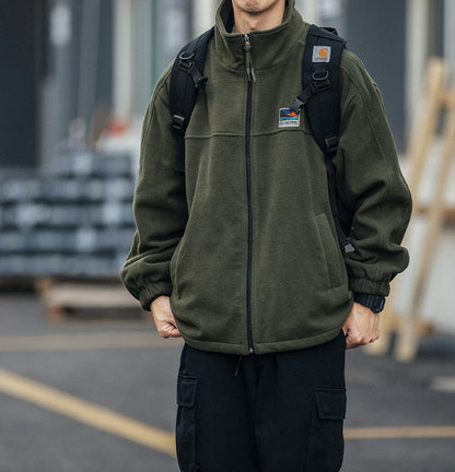 Fleece Padded Stand-Collar Zip Cardigan – Outdoor Oversized Unisex