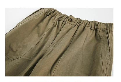 Cotton Work Pants – Elastic Waist & Wide Straight Leg | Yamalinclothes