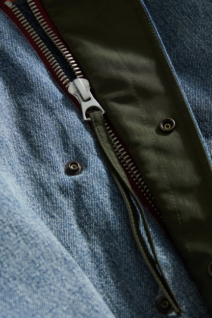 Heavyweight Washed Deconstructed Down Denim Jacket – Oversized Unisex