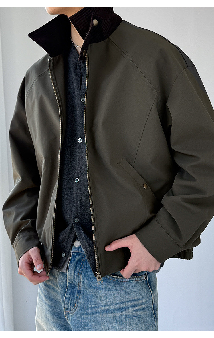 Patchwork Stand-Collar Cargo Jacket – Adjustable Lapel Oversized – Japanese vintage | fall outfits 2026 | fall winter outfits | classy winter outfits | lazy comfy outfits | japanese streetwear | vintage workwear | yamalin clothes | Yamalinclothes