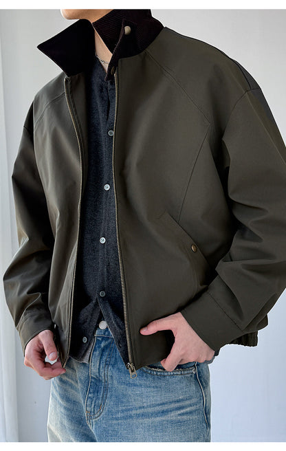 Patchwork Stand-Collar Cargo Jacket – Adjustable Lapel Oversized – Japanese vintage | fall outfits 2026 | fall winter outfits | classy winter outfits | lazy comfy outfits | japanese streetwear | vintage workwear | yamalin clothes | Yamalinclothes