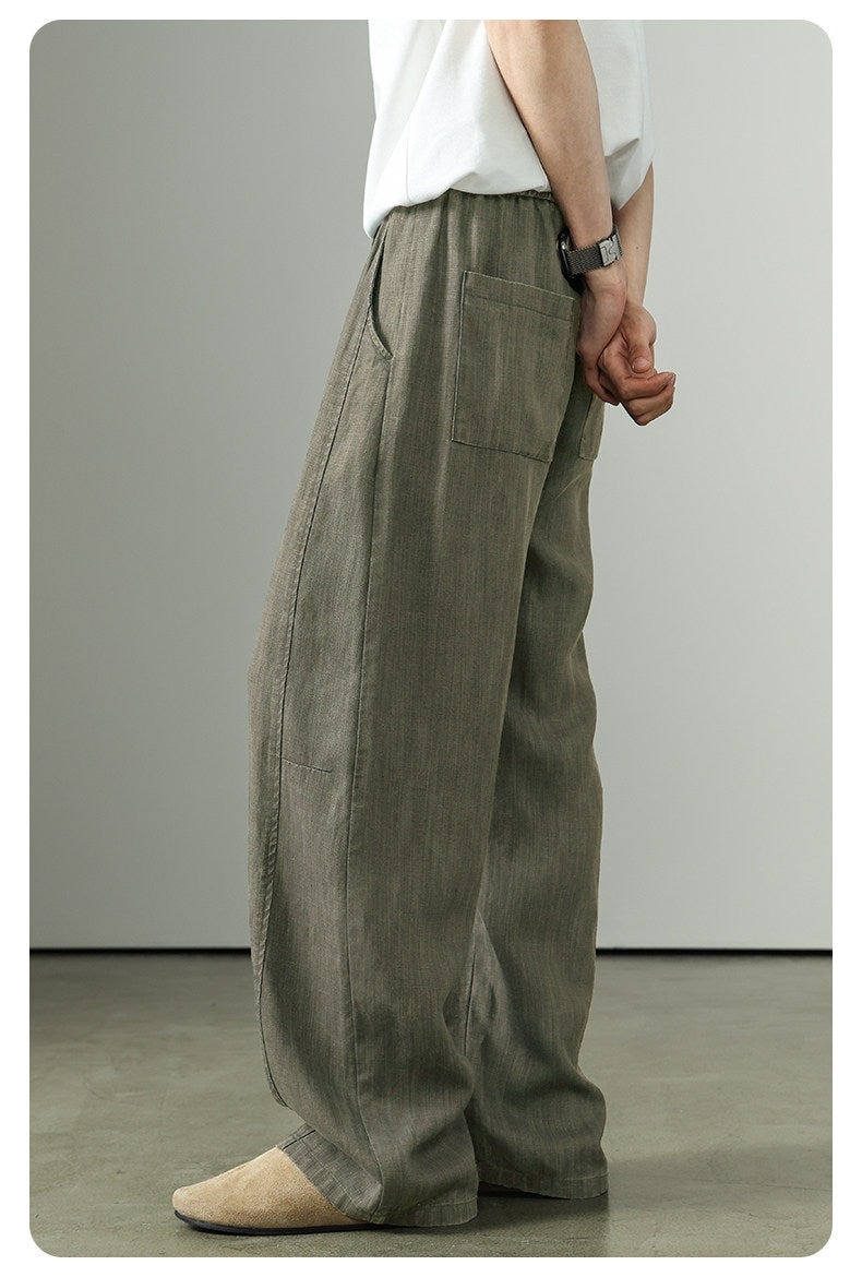 Premium Tencel Linen Wide Leg Pants – Loose Straight Lyocell Breathable Summer Slacks for Men | Japanese vintage | yamalin clothes | Yamalinclothes