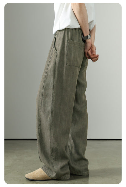 Premium Tencel Linen Wide Leg Pants – Loose Straight Lyocell Breathable Summer Slacks for Men | Japanese vintage | yamalin clothes | Yamalinclothes