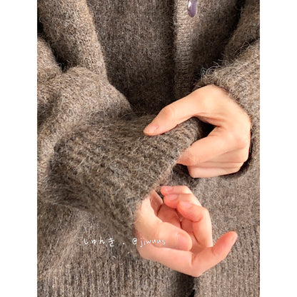 Vintage Hooded Knit Cardigan – Loose Unisex Lazy Style – Japanese vintage | yamalin clothes | Yamalinclothes