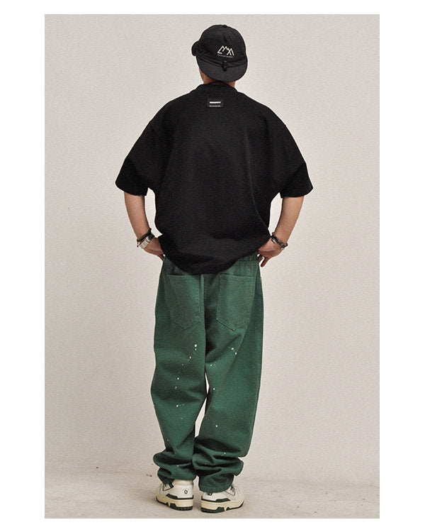 380G Heavyweight Cotton Crewneck Short Sleeve T-Shirt – Loose Solid Color Summer Tee for Men – Japanese vintage | yamalin clothes | Yamalinclothes