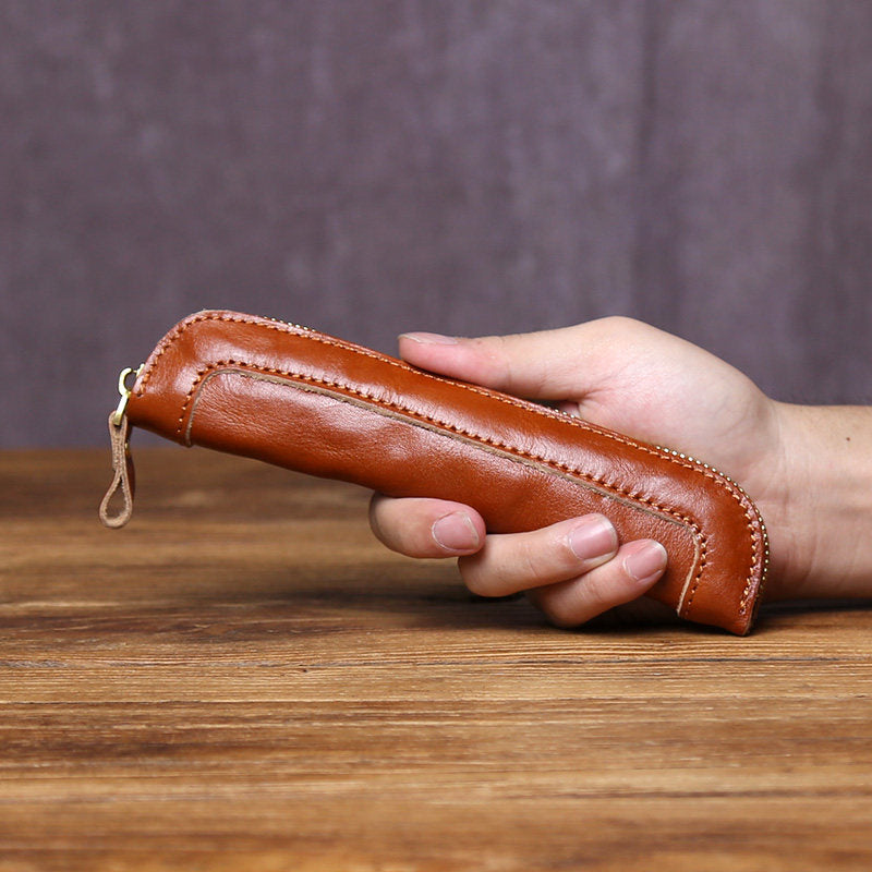 Vintage Top-Grain Cowhide Clutch Pouch – Unisex Leather Coin Bag
