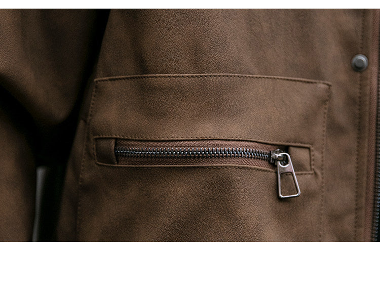 Letter Embroidery Stand-Collar Moto Jacket – American Retro Oversized Unisex