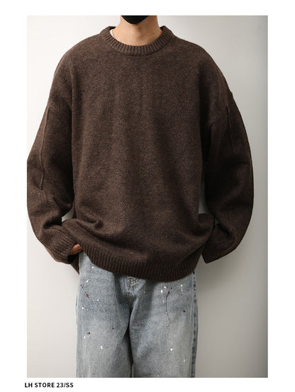 Japanese Crew Neck Knit Sweater – Unisex Base Layer Top – Japanese vintage | yamalin clothes | Yamalinclothes