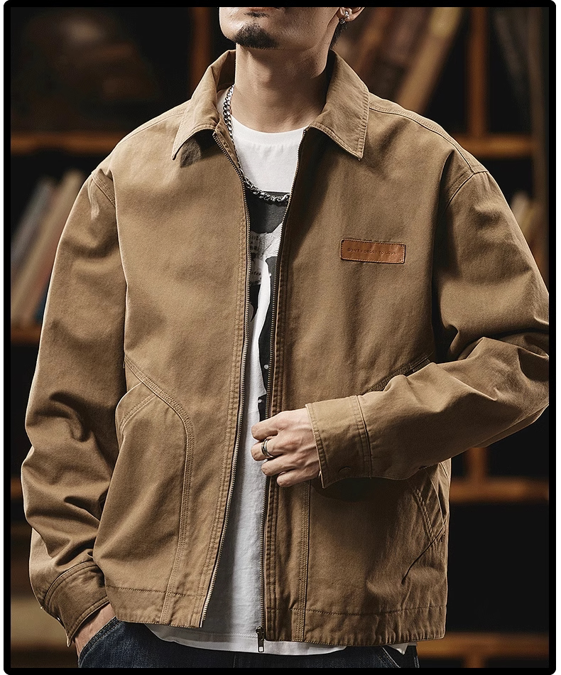 Detroit Vintage Cargo Jacket – Washed Cotton American Workwear Barn Coat for Men | Japanese vintage | yamalin clothes | Yamalinclothes