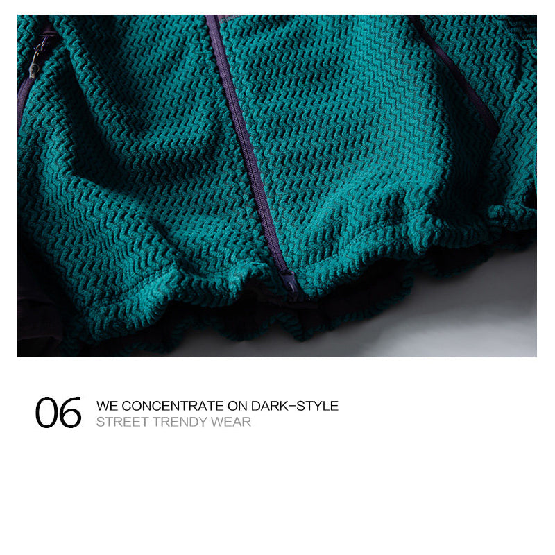 Mountain Wave Contrast Polar Fleece Jacket – Warm Outdoor Liner Jacket for Autumn Winter – Japanese vintage | yamalin clothes | Yamalinclothes