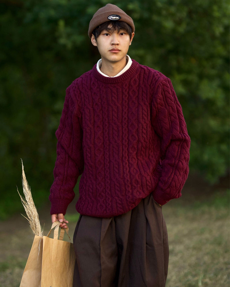 Japanese Jacquard Knit Sweater – Vintage Braided Unisex – Japanese vintage | yamalin clothes | Yamalinclothes