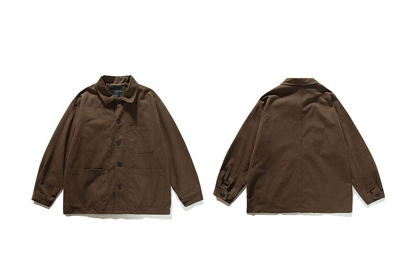 Chore Jacket – Brown Three-Pocket Design