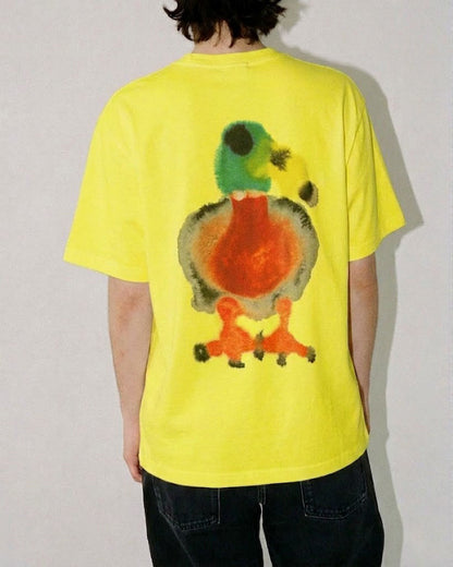 {{ Wang Youbing Studio Heavyweight 260g Artistic Graffiti Little Duck Oversized Short Sleeve T-Shirt – Streetwear Tee – Japanese vintage | yamalin clothes | Yamalinclothes }}
