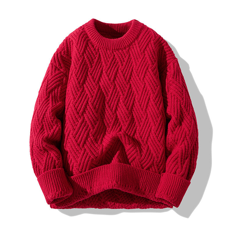 Chunky Twist Knit Sweater – Fleece-Lined Thickened Pullover Unisex Winter Knitwear – Japanese vintage | yamalin clothes | Yamalinclothes