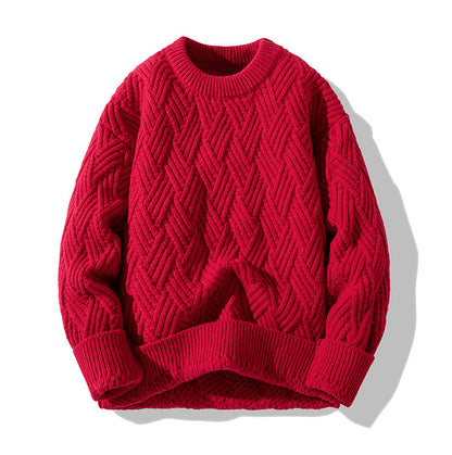 Chunky Twist Knit Sweater – Fleece-Lined Thickened Pullover Unisex Winter Knitwear – Japanese vintage | yamalin clothes | Yamalinclothes