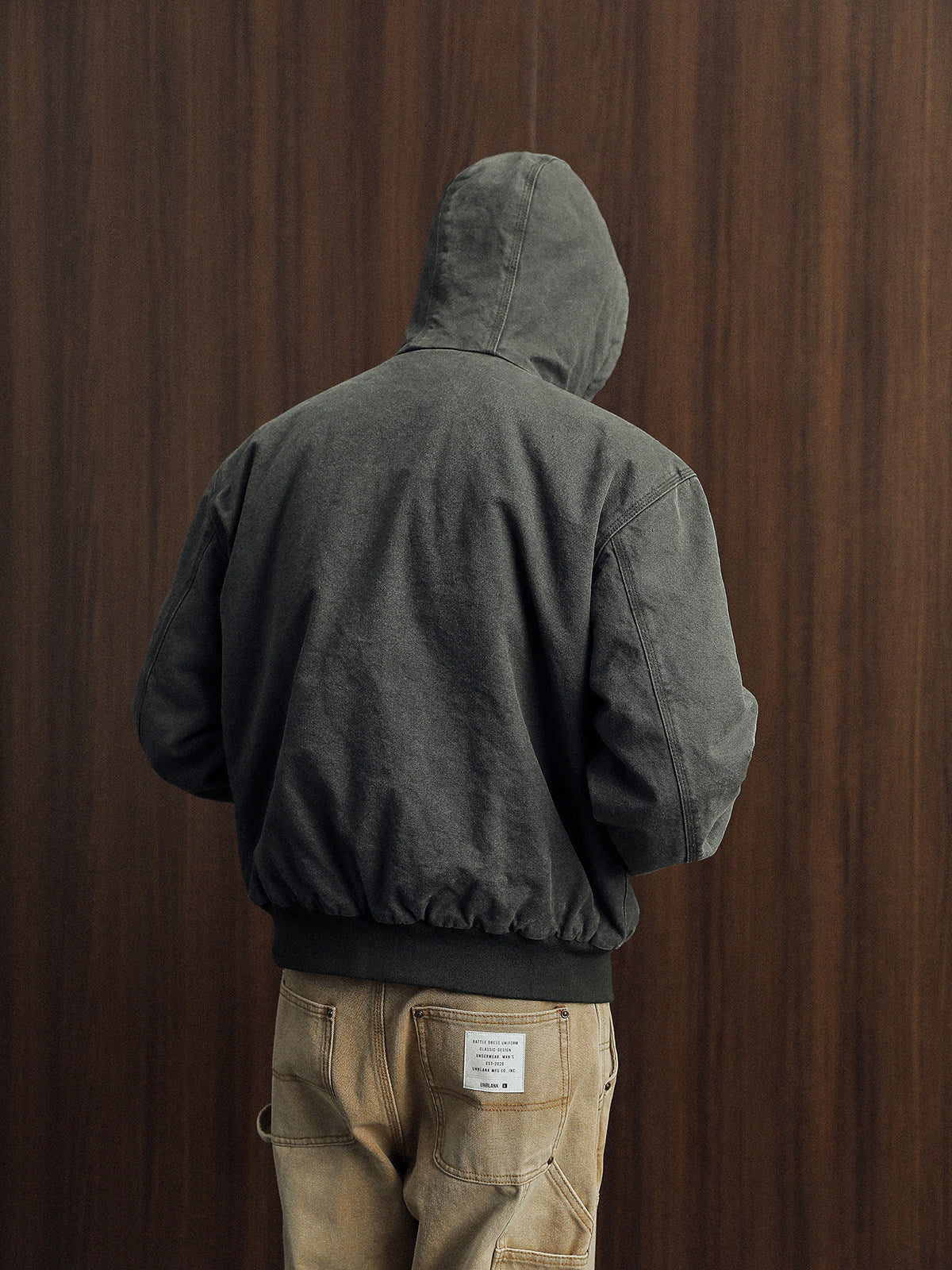Vintage Wash Distressed Cargo Hoodie Jacket – Thermal Insulated Men's Coat