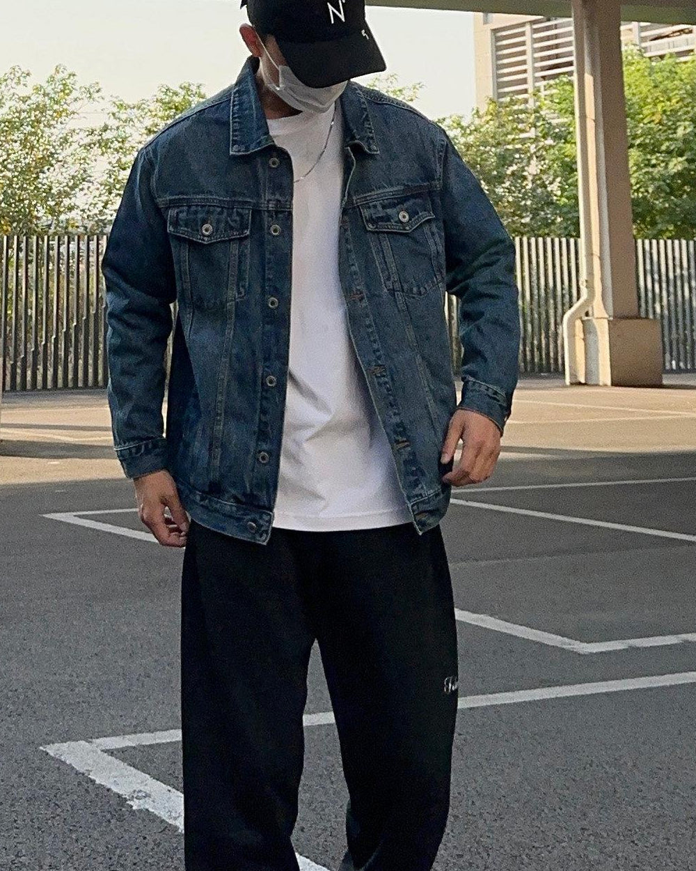 American Vintage Washed Denim Jacket – Oversized Unisex Utility Trucker Coat