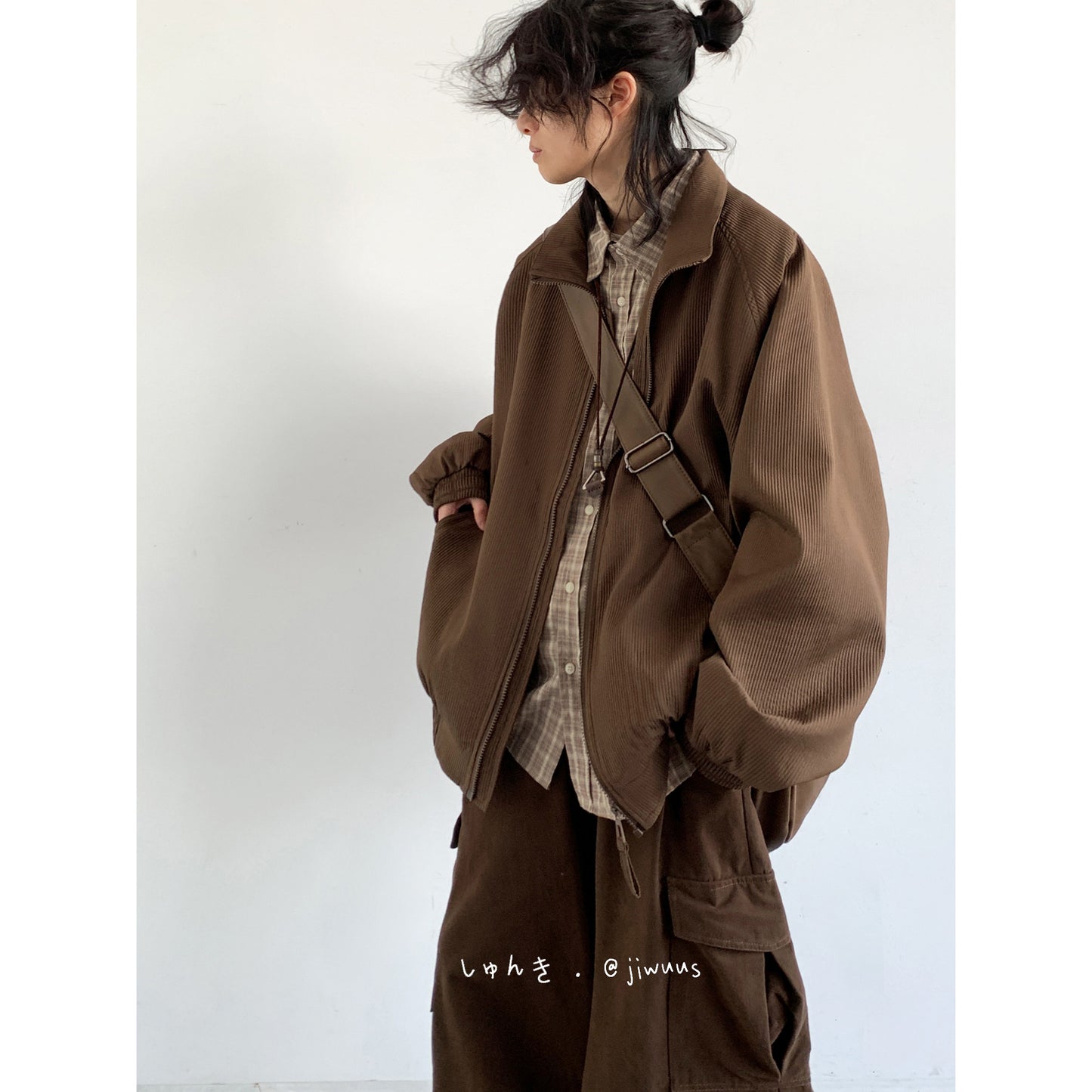 Vintage Stand Collar Cargo Jacket – Unisex Raglan Zip