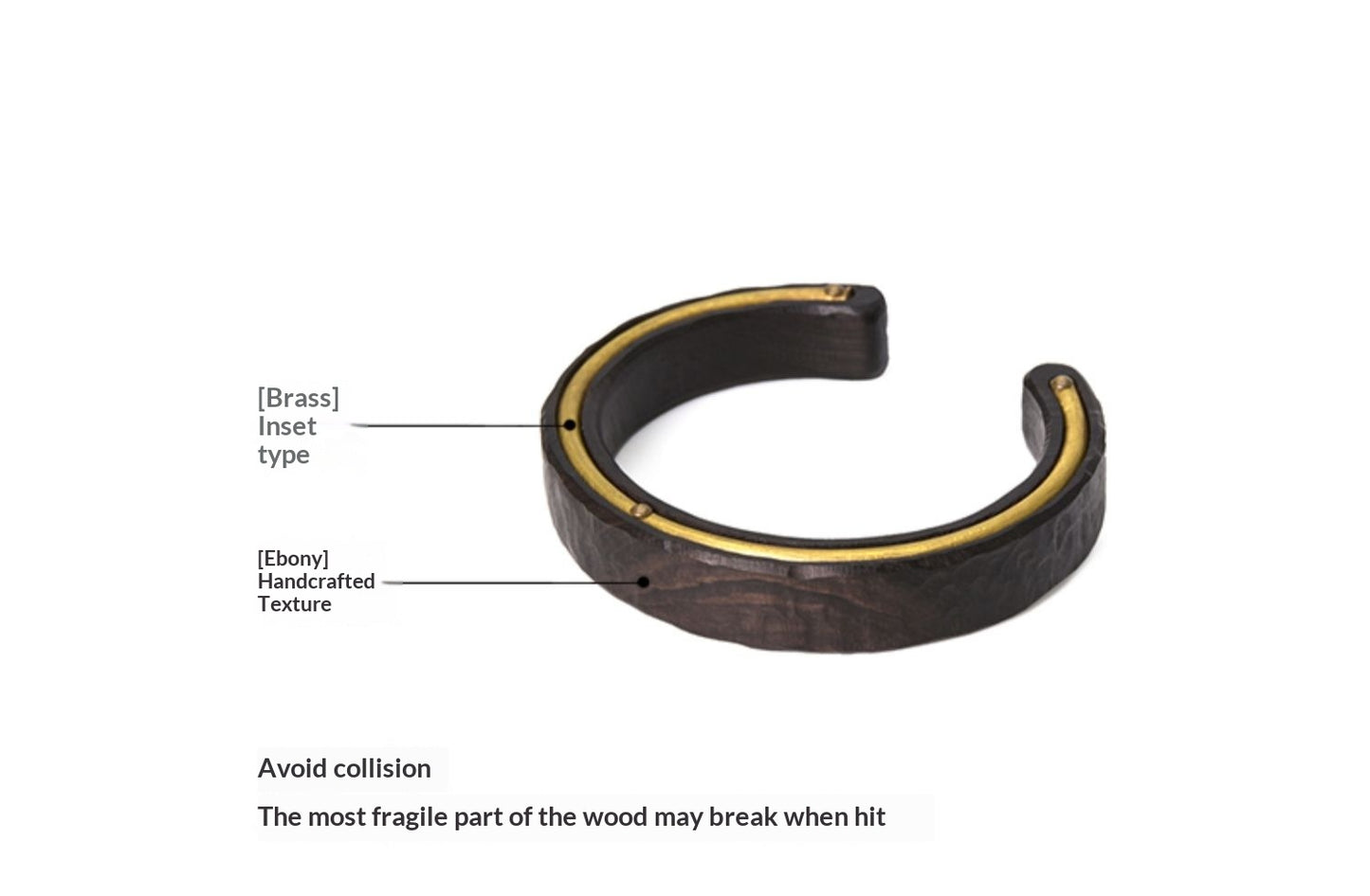 Ebony Wood Open Bangle – Handmade Ethnic Vintage Brass Bracelet Unisex