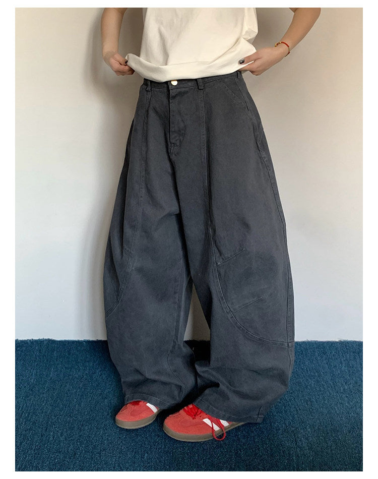 Washed Wide-Leg Cargo Pants – American Retro Unisex