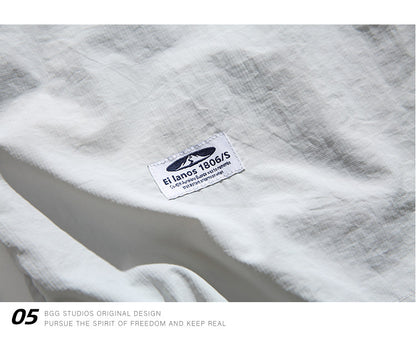 Japanese Retro Quick-Dry Short-Sleeve Shirt – Relaxed Unisex Outdoor Nylon Tee