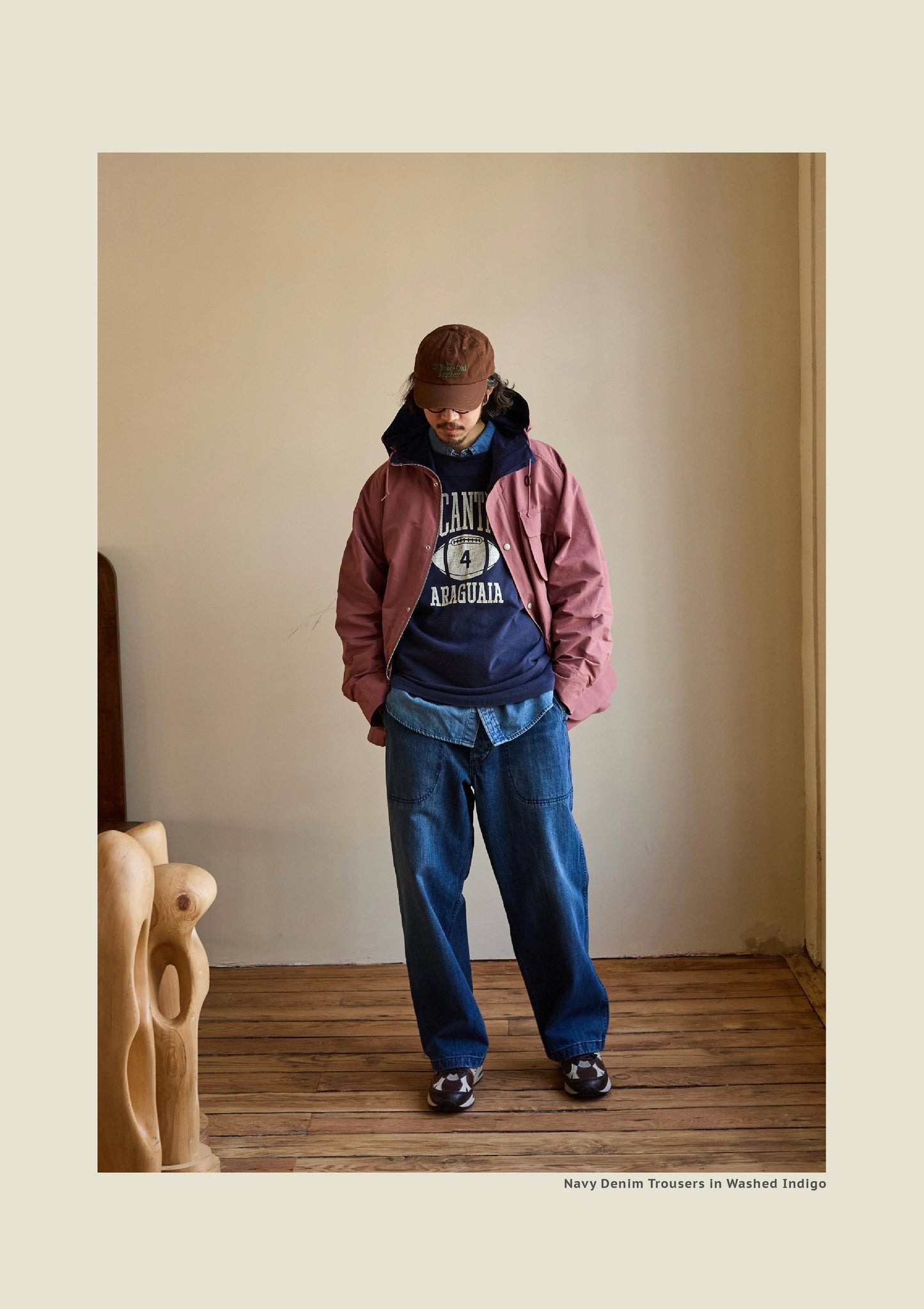 SS26 Navy Denim Jeans - Yamalin Vintage Washed 13oz Bamboo Weave Deck Jeans