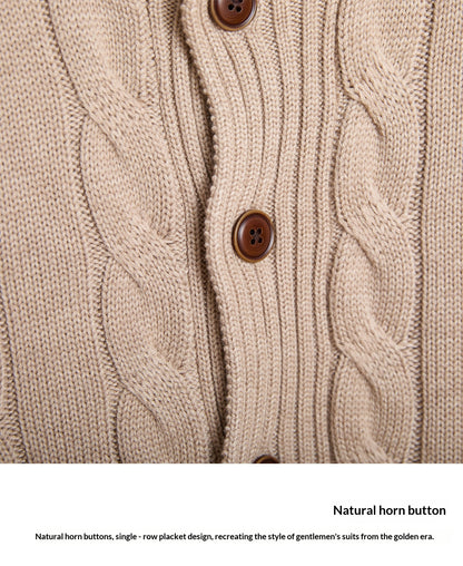 Twist Knit Collar Jacket – Old Money Wool Blend Men