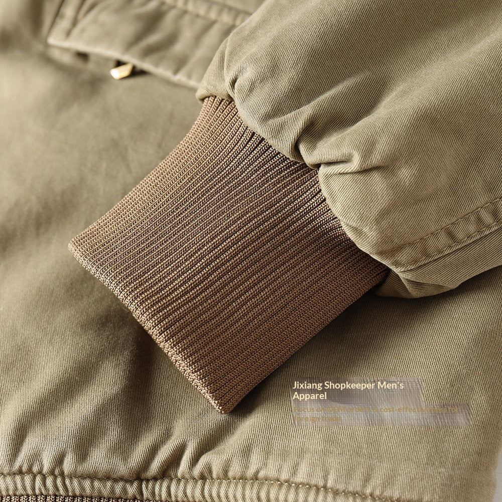 American Detroit Flight Jacket - Retro Washed Cotton Quilted Coat (Men)