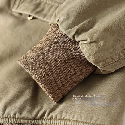 American Detroit Flight Jacket - Retro Washed Cotton Quilted Coat (Men)