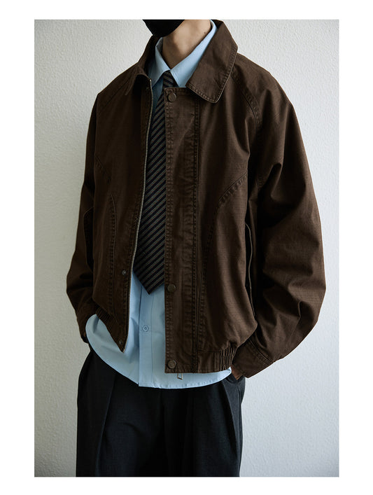 Washed Cotton Lapel Workwear Jacket – Vintage Oversized Unisex – Japanese vintage | fall outfits 2026 | fall winter outfits | classy winter outfits | lazy comfy outfits | japanese streetwear | vintage workwear | yamalin clothes | Yamalinclothes