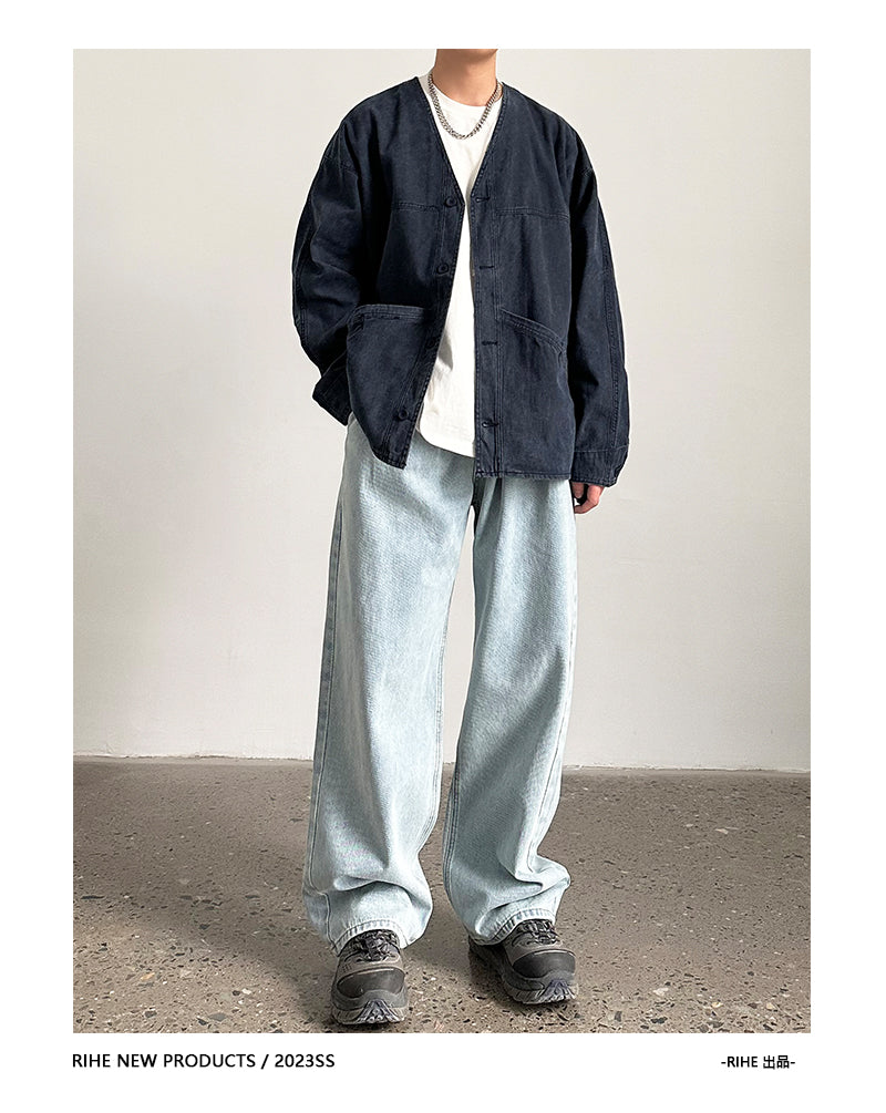 Jacket Cardigan Denim Coat Spring New OOTD Outfit Retro Men's Top