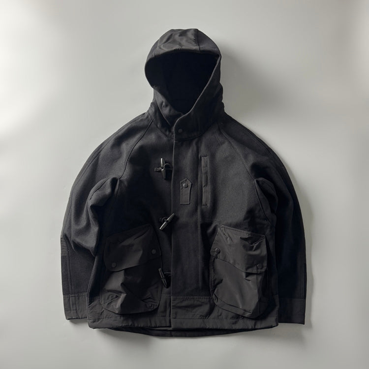 Japanese Retro Plaid Wool Hooded Coat - Thickened Warm Winter Jacket