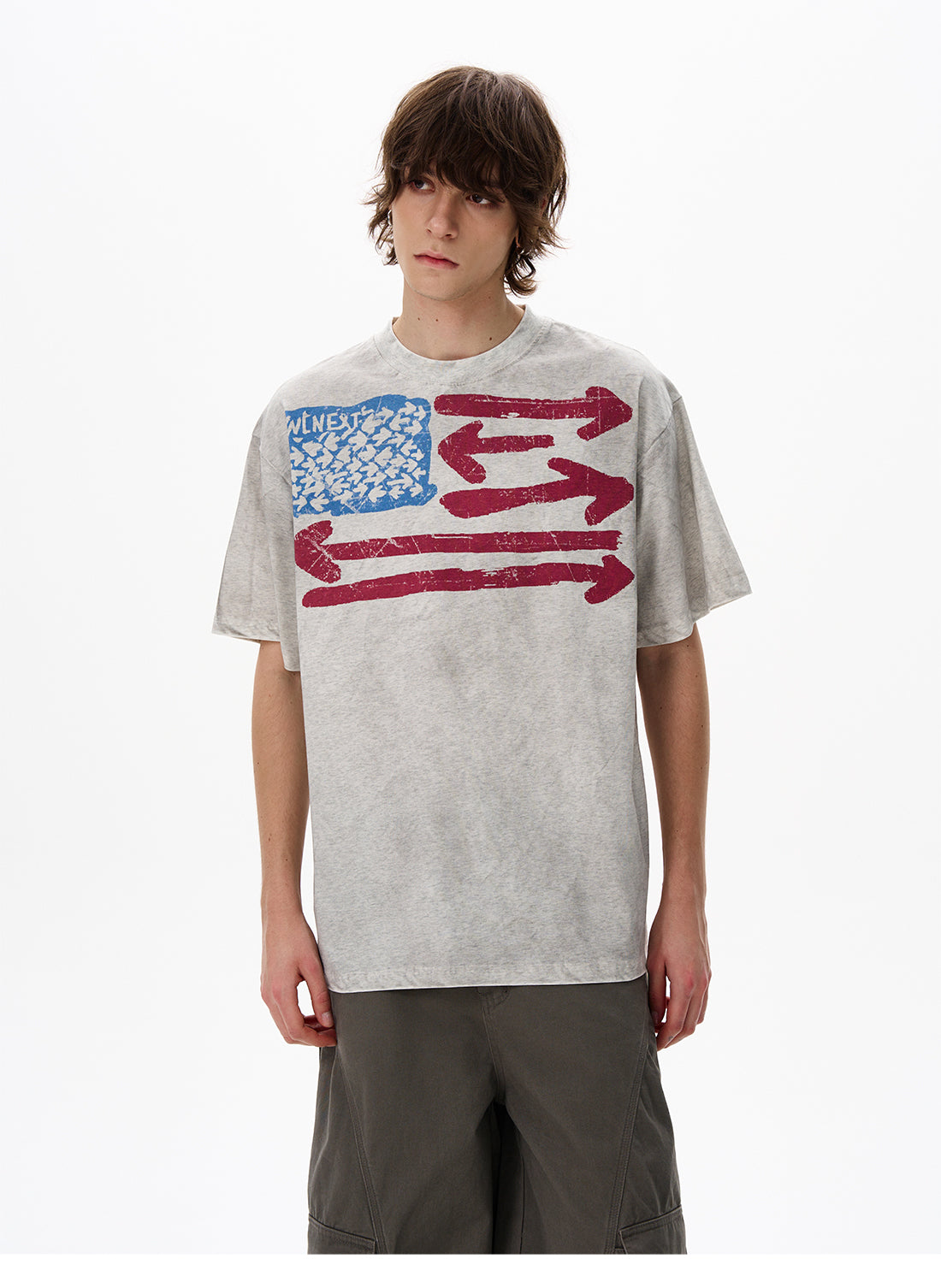 American Retro Dirty Short Sleeve T-Shirt for Men Ins Trendy Brand Fashion Cool Niche Top Couple Tee