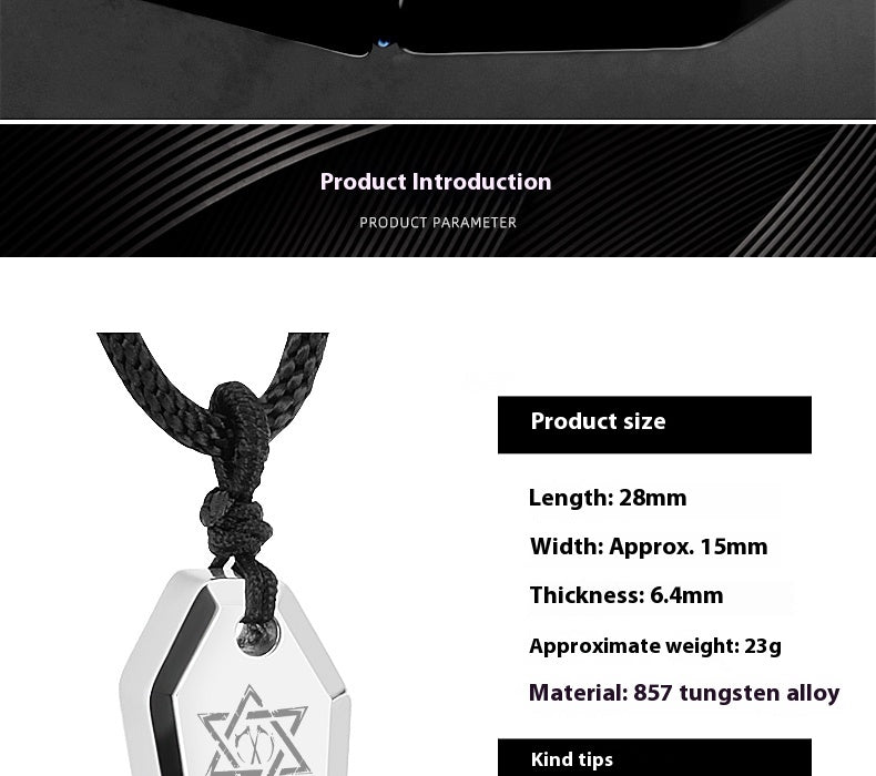 Klein Blue Men's Necklace Light Luxury Niche High-end Sense Cool Sweater Chain Trend Lucky Pendant Tungsten Pendant