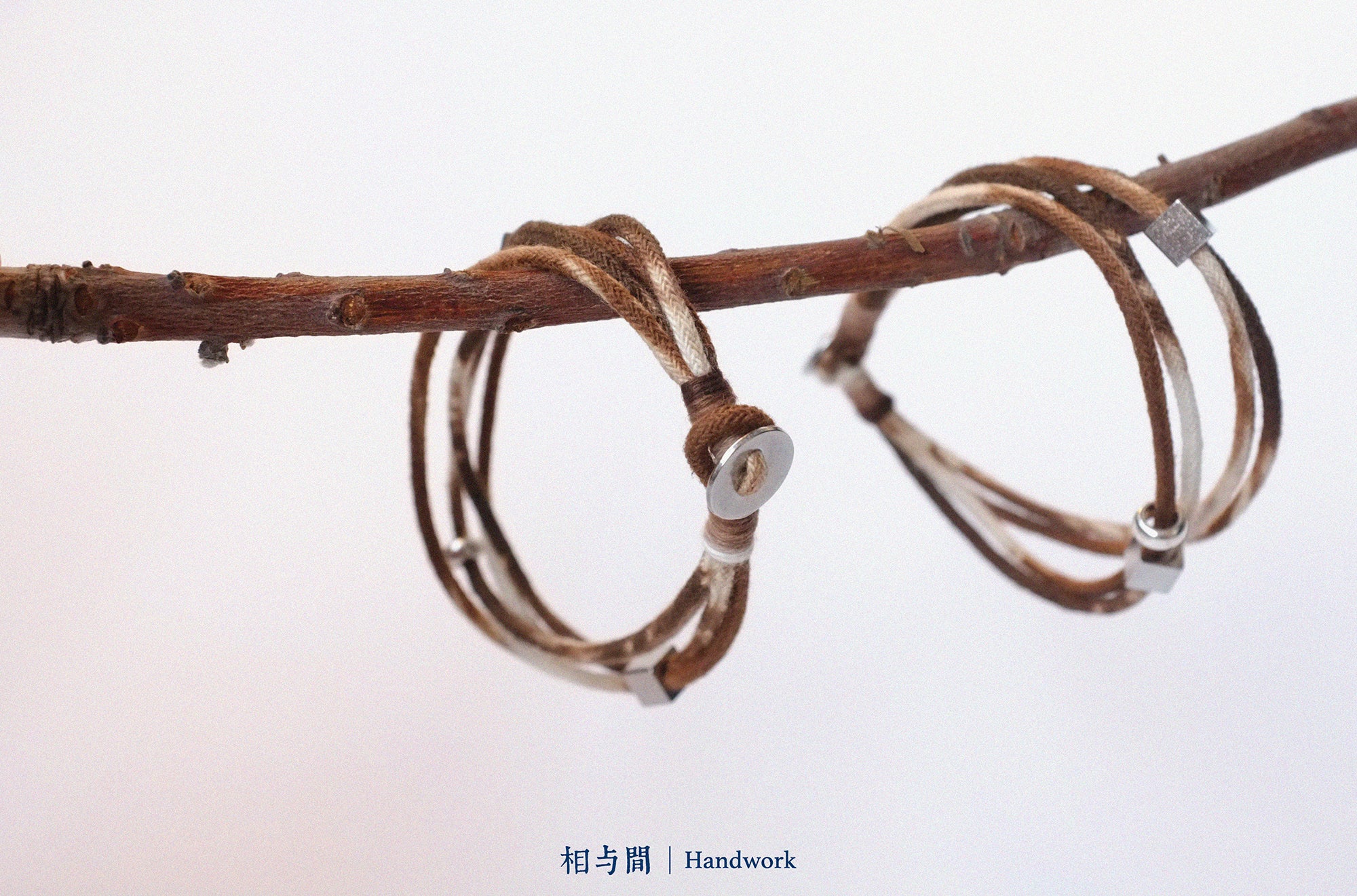 Original Design Multi-Layer Plant Dyed Cotton and Linen Handmade Bracelet 925 Silver Niche Tie-Dye Couple Bracelets