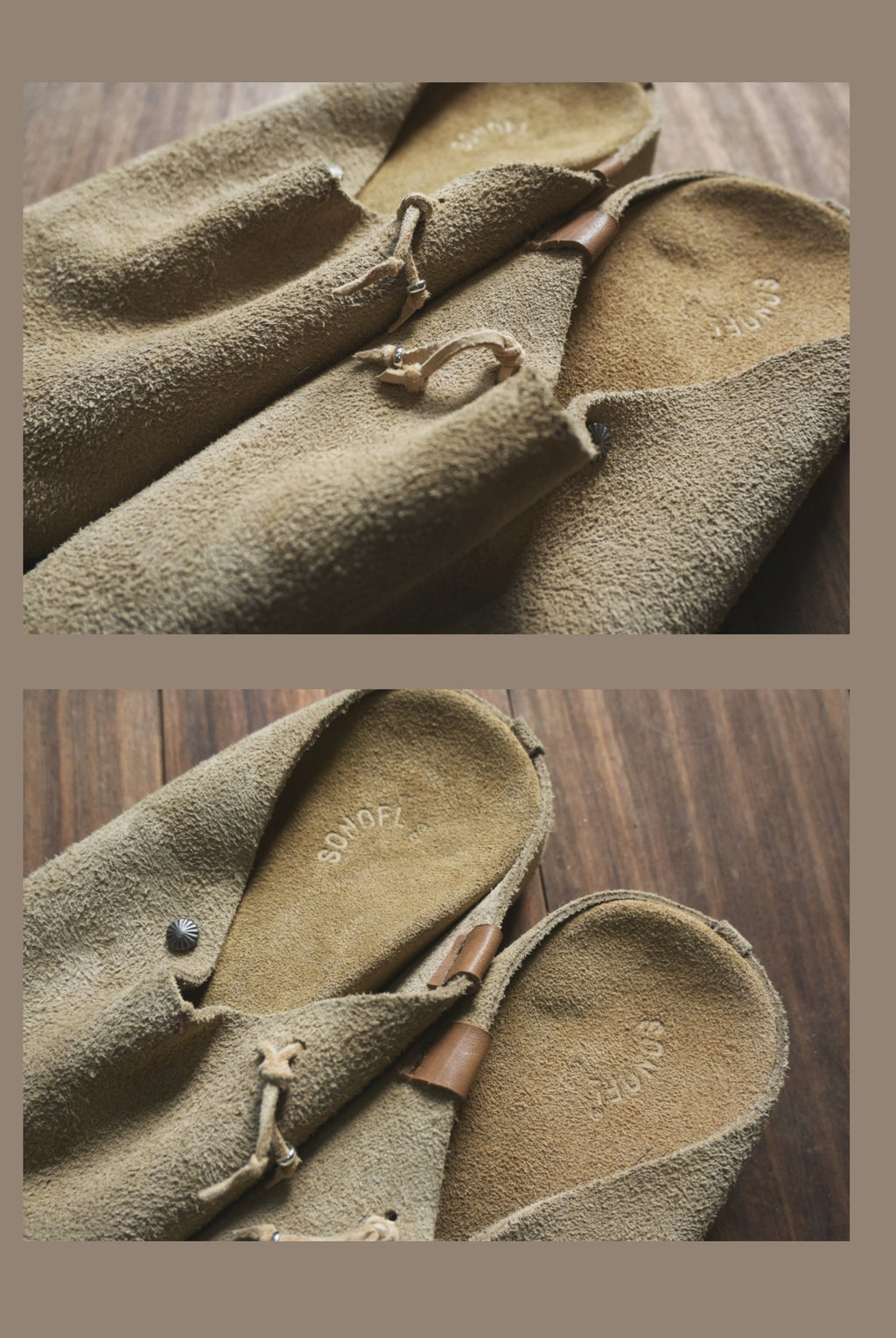 Sonofloong Retro Genuine Leather Mules - Silver Buckle Thick-Soled Cork Birkenstock Style