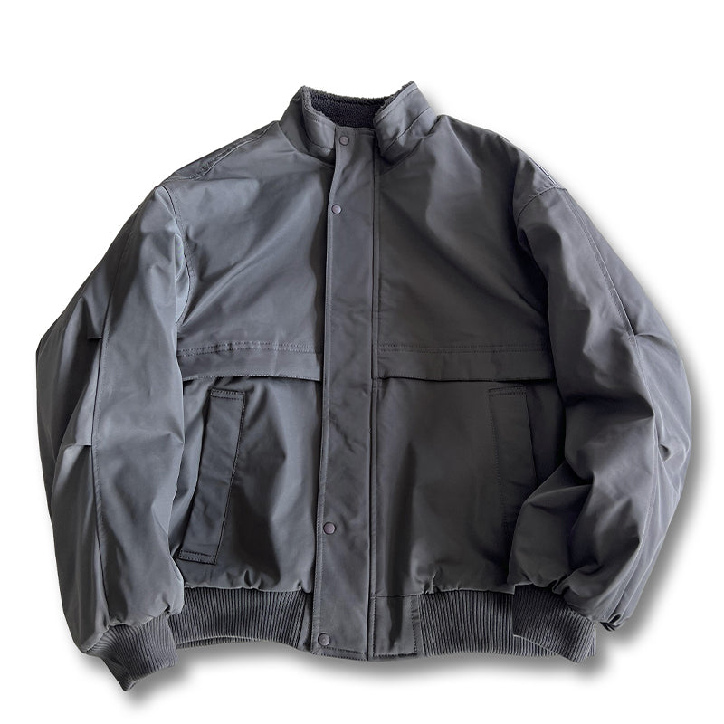 Japanese Style Trendy Brand Lamb Wool Stand Collar Cotton Jacket Men Winter Trendy Brand Couple Loose Thickened Warm Workwear Cotton Coat Jacket