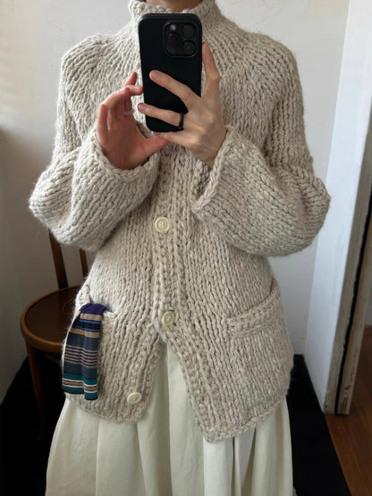 Hand-Woven Korean Designer Cardigan Jacket – Instant Delivery 2025 “C-asey” Old-Money Style (Unisex)