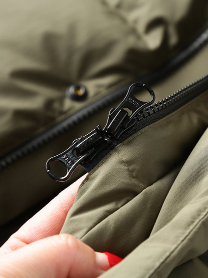 Men's Plus Size 800 Fill Power Mid-Length Down Jacket - Euro-American Style Hooded Thickened Cold-Resistant Warm Coat