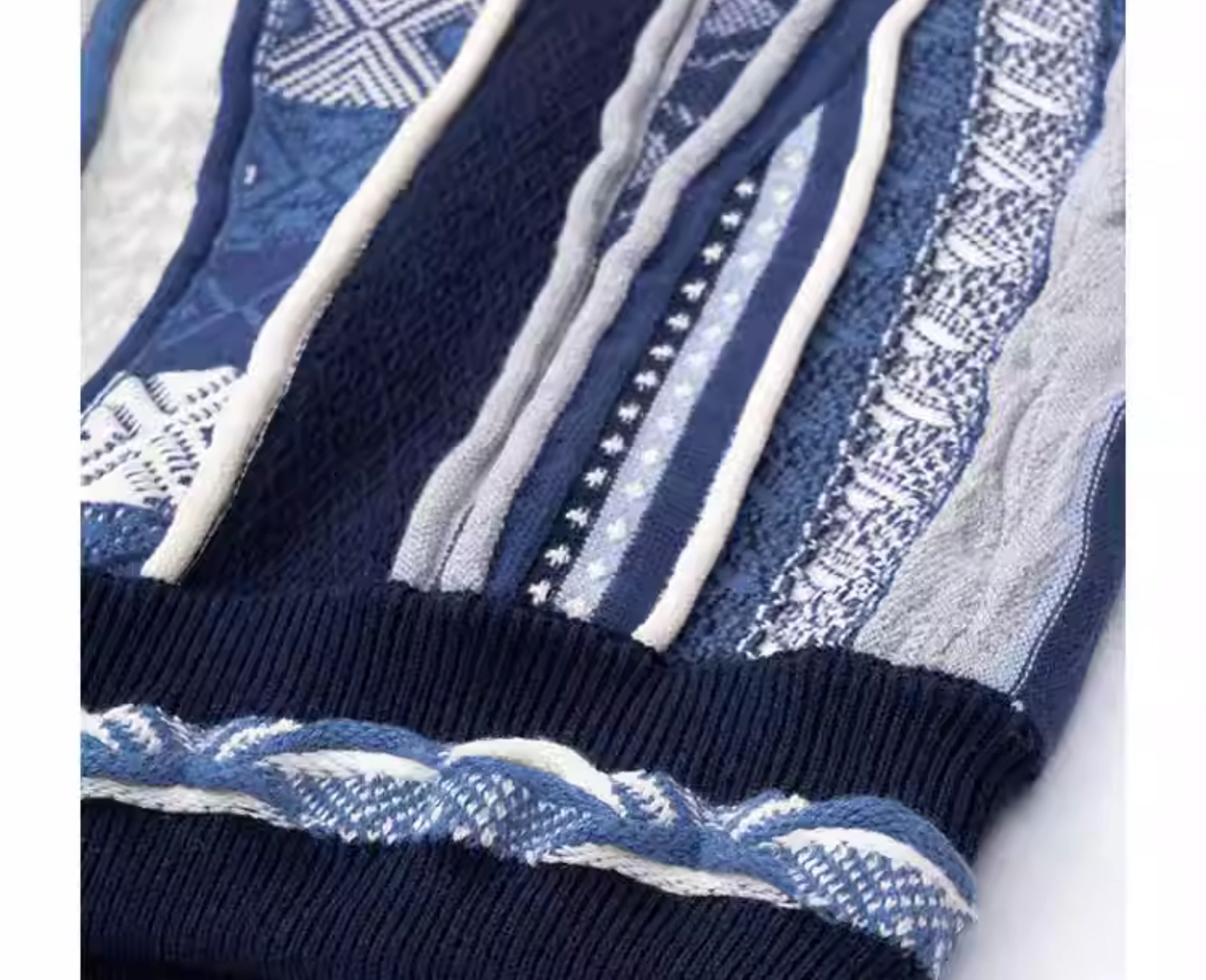 MEDRIA Retro Sweater Pop Style Bitter Melon Striped Ethnic Texture Cleanfit Sweater COOGI Men