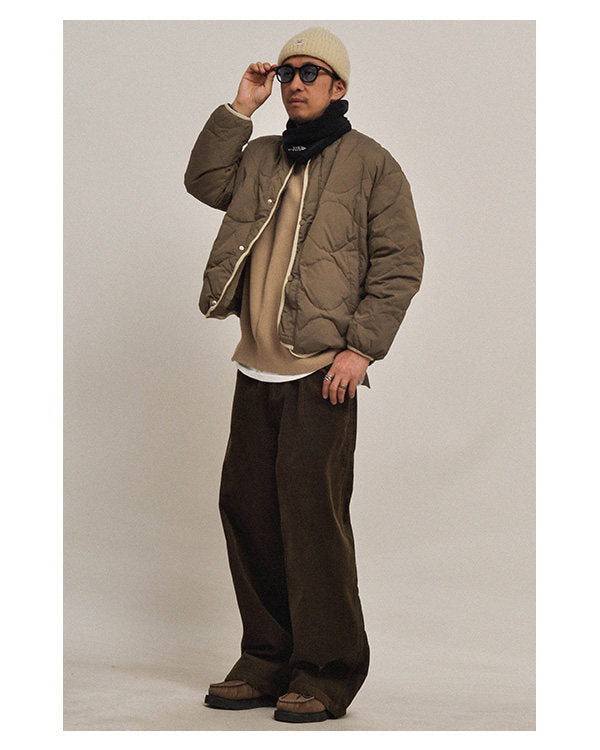 Japanese Style Quilted Down Inner Jacket - Lightweight 90% Goose Down (Unisex)