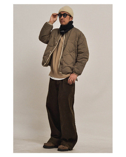 Japanese Style Quilted Down Inner Jacket - Lightweight 90% Goose Down (Unisex)