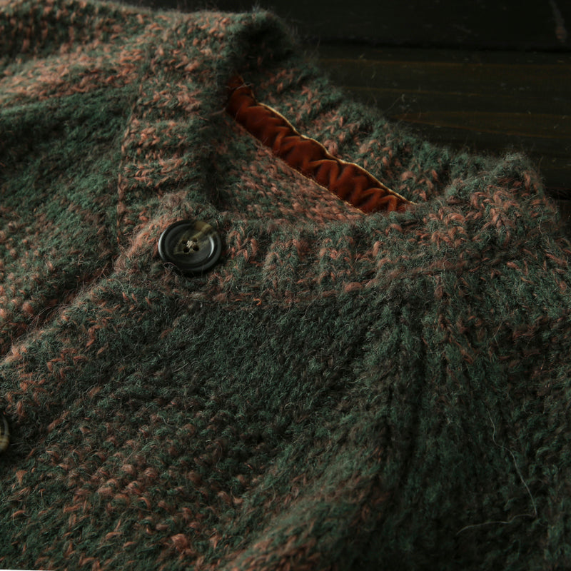 Italian-Order Mohair Wool Cardigan – Heavy Knit Autumn/Winter Coat (Unisex)