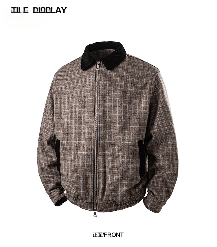 GPStudio American-Retro Patchwork Plaid Harrington Jacket – High-End Old-Money Streetwear