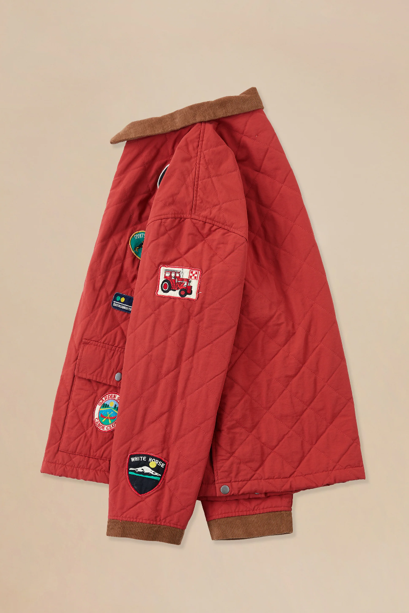 Multi-Emblem Embroidery Vintage Quilted Lightweight Cotton Jacket